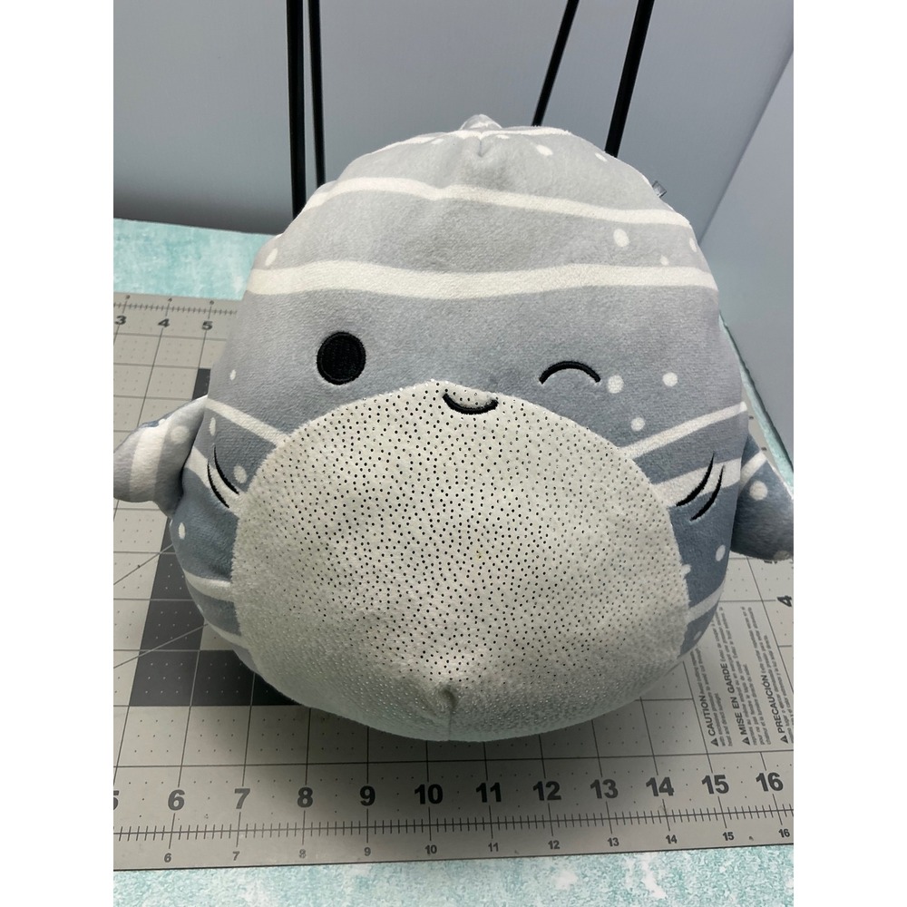 Squishmallows Gordon Whale Shark 8 Inch Grey White Winking Glitter Belly Plush